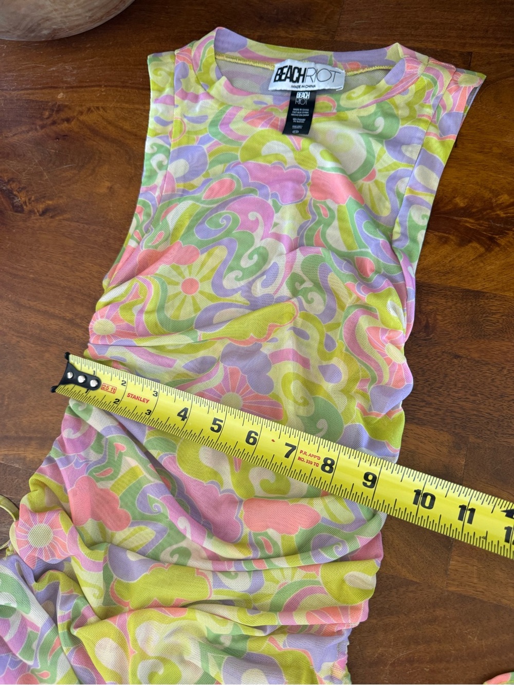 NWT Beach Riot Pastel Swirl Ruched Mini Dress/beach cover up meshed material - Picture 2 of 6